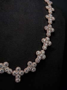 Premium S925 Sterling Silver VVS Moissanite Flower Cluster Tennis Necklace Luxury <b>Iced</b> <b>Out</b> Diamond Unisex Necklace - Product Image 3