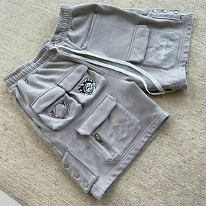Pantalones cortos casuales de algodón para hombre con diseño único de contorno de pantera de dibujos animados, tela suave al tacto y cintura con cordón ajustable - Product Image 3