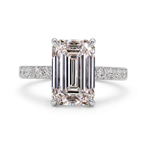 Anillo de Diamante Cultivado en Laboratorio con Corte Esmeralda y Nudo Infinito, Símbolo de Amor Eterno, Diseño Entrelazado, Joyería Fina Romántica - Product Image 1