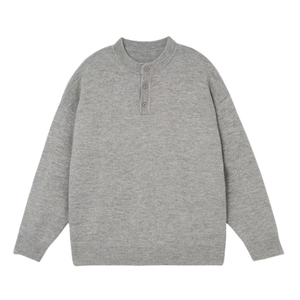 เสื้อสเวตเตอร์เฮนลีย์แขนยาวสำหรับผู้ชาย อุ่นสบายสำหรับฤดูหนาว ถักนิตติ้ง คอติดกระดุม เนื้อผ้านุ่ม สไตล์คลาสสิก ลำลอง ขายส่งเสื้อผ้า OEM - Product Image 2