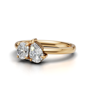 IGI Certified Lab Grown Diamond Toi Et Moi <b>Ring</b> 18K Yellow / White & Rose Gold Pear & Oval Shape Engagement <b>Ring</b> For Women - Product Image 3