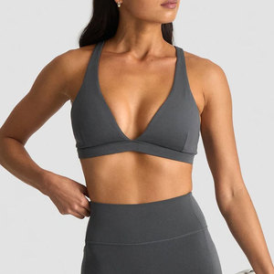 Soutien-gorge de sport décontracté pour femme, dos croisé, col en V profond, en Spandex et Nylon, sans couture, avec coussinets amovibles, pour l'entraînement et le sport - Product Image 5