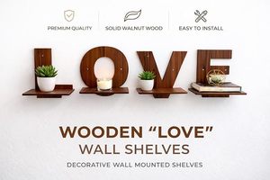 Love Wooden <b>Wall</b> <b>Shelf</b> Decorative Wooden <b>Floating</b> <b>Shelf</b> for Living Room Bedroom Home Decor - Product Image 6