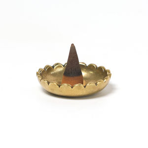 Wholesale Luxe Golden Palm Tree Incense Vessel Marble Print Base <b>Wooden</b> <b>Plinth</b> Stand - Product Image 3