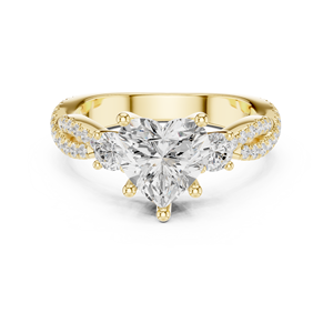 Anillo de Compromiso de Oro Sólido de 14K con Diamante Cultivado en Laboratorio de Corte Brillante en Forma de Corazón, 2 Quilates, VS VVS EF, Estilo Lujoso para Boda - Product Image 1