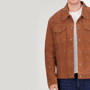 Premium Design Winter <b>Suede</b> <b>Leather</b> <b>Jacket</b> Stand Front Breathable Windproof Refined Texture Comfortable Wear Designed - Product Image 6