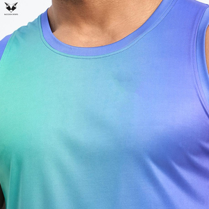 With Wholesale Rate New Arrival OEM ODM Service Quick Dry Sporty O-Neck Sleeveless Gym Activewear Blue Green Purple <b>Singlets</b> - Product Image 5