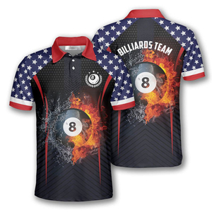 Camiseta de Jersey de Algodón/Spandex Ecológica, Transpirable, de Secado Rápido, con Logotipo Personalizado, Estampado Digital, Cuello en V, para Equipo de Billar, para Hombre - Product Image 5