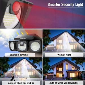 Faro Solare da Esterno a 218 LED, 2000LM, 6500K, Orientabile a 270 Gradi, 3 Teste, 8 Metri, Impermeabile IP65, con Sensore di Movimento - Product Image 3