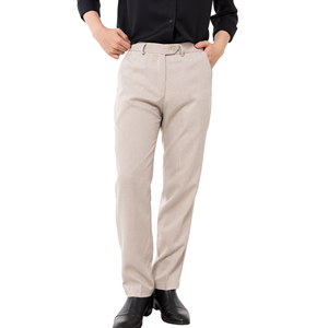 Venta al por mayor de pantalones Oxford personalizados para hombre, ligeros, vintage, 100% poliéster, de cintura media, con pliegues frontales y cierre de botón, para verano, Vietnam - Product Image 1