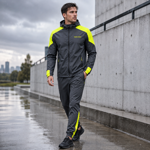 Unisex <b>Waterproof</b> Solid <b>Tracksuit</b> Hooded Zipper Full Sleeve Sporty Jogger Pants Quick Dry Summer Wear Regular Fit Lightweight - Product Image 6