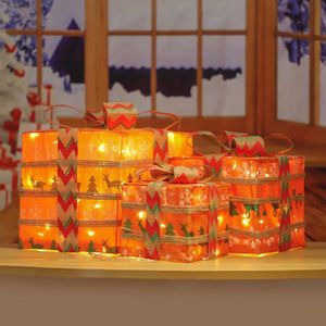 Lot de 3 guirlandes lumineuses de Noël à 60 ampoules avec nœuds en lin, prises standard US, pour jardin, coffret cadeau, décoration - Product Image 2