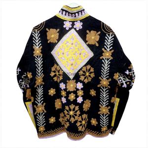 Chaqueta de Algodón Tejida con Bordado Floral Tradicional para Mujer, Cuello Mandarín, Hecha a Mano, Manga Larga, Invierno, A2ZCraftBazar - Product Image 6