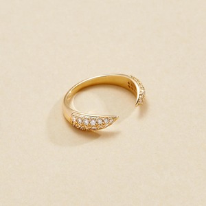 14K Solid Gold Double Band <b>Ring</b> with 0.5 Carat Lab Grown Diamond Pave Round Brilliant Cut IGI Certified <b>Open</b> Cuff Design - Product Image 6