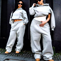 Conjunto de Sudadera y Pantalones de Chándal de Algodón French Terry para Hombre, de Corte Holgado Personalizado, Doble Capa, Gris, con Efecto Acampanado y Apilado, Estilo Baggy Oversized