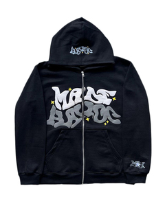 Nouveau sweat à capuche zippé noir oversize 2026 pour homme, avec imprimé lettres en relief, style Hip Hop Y2K Streetwear et prix de gros - Product Image 1