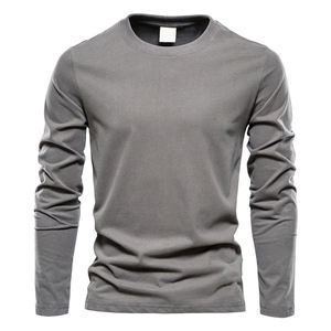 <b>Men's</b> Solid <b>White</b> <b>Long</b> <b>Sleeve</b> T <b>Shirt</b> O Neck Slim Fit Casual Blank Plain Dyed Tee - Product Image 3
