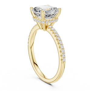 Elegante anillo de diamante de corte Asscher cultivado en laboratorio disponible en oro amarillo de 14 quilates, anillo clásico certificado por GRA para aniversario al precio más bajo. - Product Image 4