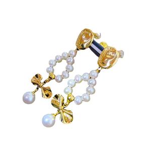 Xiaoxiang Fengyun Retro Elegant Freshwater Pearl Dangle <b>Earrings</b> Butterfly <b>Knot</b> Design with Color Preserving Material - Product Image 5