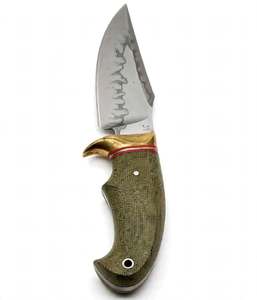 Couteau utilitaire artisanal à lame fixe en acier, avec manche en micarta, garde en laiton et entretoises rouges, vente en gros - Product Image 4