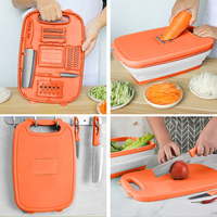 Planche à découper multifonctionnelle pliable 9-en-1, accessoires de cuisine, pour hacher les légumes et pommes de terre