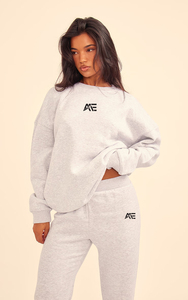 Wholesale Women Heather Grey Oversized Sweatshirt Wide Leg Pants <b>Set</b> Casual 100% Cotton Fleece Tracksuit Supplier - Product Image 3