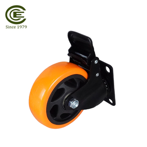 Roue pivotante de 4 pouces en polyuréthane avec frein monté sur plaque, roulement à billes de précision pour mobilier industriel - Product Image 4