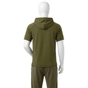 Sudadera con Capucha de Manga Corta para Hombre, Color Verde Oliva, Manga Raglán, Cordón Ajustable, Bolsillo Tipo Canguro, Corte Regular - Product Image 2