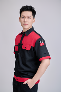 ชุดทำงานระบายอากาศได้ดี FMF สำหรับชาวเวียดนาม สวมใส่สบาย ผ้า TC คุณภาพสูง มองเห็นได้ชัดเจน ปลอดภัย สีดำแดง แขนสั้น ทนทาน สำหรับผู้หญิง - Product Image 2