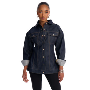 Women Denim Shirt Long Sleeve Button Up Double Pocket Stonewashed Casual Blue Top 100% Cotton Loose Fit Autumn Style - Product Image 6
