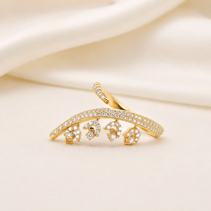 แหวนหมั้นเพชรแล็บโกรว์ทรงเถาวัลย์ทองคำ 18K |   ลายดอกไม้ทรงกลม |   เครื่องประดับงานแต่งงานที่ได้รับแรงบันดาลใจจากธรรมชาติ ของขวัญสำหรับผู้หญิง - Product Image 1