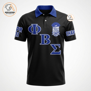 Chemise à manches courtes pour homme Phi Beta Sigma avec logo imprimé numérique, bleu, noir, blanc, décontractée, Oxford, respirante, séchage rapide, coton - Product Image 3