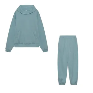 Women <b>Pink</b> Hooded Tracksuit Set Full Sleeve Solid Color Casual Loose Fit Cotton <b>Sweatshirt</b> And Pants Autumn Wear - Product Image 2