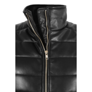 Chaleco acolchado de cuero genuino para mujer, sin mangas, con cremallera, calentador de cuerpo, proveedor mayorista OEM ODM de marca privada - Product Image 4