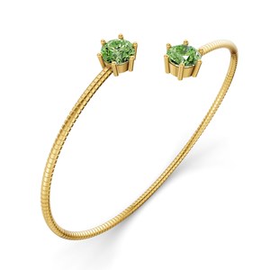 Brazalete Elora Flexi de oro blanco de 14 quilates con diamantes de laboratorio verde océano (1 quilate) Tw. Anillo de Compromiso y Boda Clásico de Lujo con Certificación GRA - Product Image 4