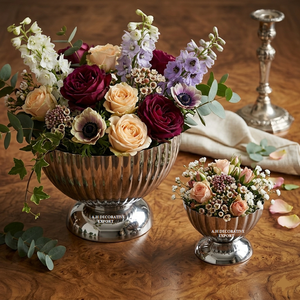Ensemble de bols à fleurs cannelés de luxe, vase en métal côtelé pour centre de table de mariage, pot décoratif moderne pour la décoration intérieure de luxe - Product Image 6