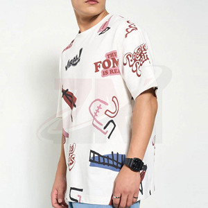 Nouveau T-shirt blanc surdimensionné personnalisé pour homme, tendance et en promotion, imprimé style streetwear, coupe décontractée ample, manches courtes, en coton, avec motif graphique - Product Image 2