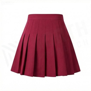 Minifalda Plisada para Mujer, Color Sólido, Cintura Alta, Tejido de Tela, Estilo para Todas las Temporadas - Product Image 2