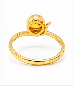 <b>Citrine</b> Gold Plated <b>Ring</b>, Round Faceted <b>Citrine</b> Gemstone <b>Ring</b>, Handmade Gold Vermeil <b>Ring</b>, November Birthstone Gift for Women - Product Image 3