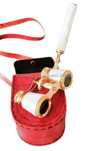 Binoculares náuticos de latón dorado antiguo Simple pulido brillante con Funda de cuero de lujo Telescopio y binoculares de lujo - Product Image 2