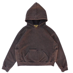 Sudadera con Capucha Personalizada para Hombre, Estilo Vintage, Negra, Lavada, Desgastada, Tejido de Punto, 100% Algodón, Teñido Liso - Product Image 2