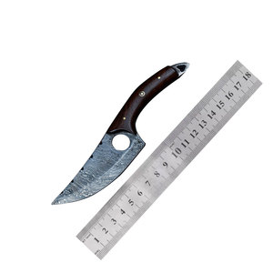 Cuchillo de caza hecho a mano de acero de Damasco, hoja de punta caída, mango de madera, filo recto, 0.6mm de grosor, grado DIY - Product Image 1
