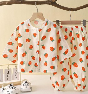 Ensemble de pyjamas en coton gaufré pour enfants, manches courtes, imprimé dessin animé, vêtements de nuit respirants pour garçons et filles de 3 à 14 ans - Product Image 2