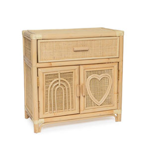 Wholesale Rattan Nursery Cabinet with <b>Rainbow</b> & Heart Design, Handwoven Wicker Storage Unit with <b>Drawer</b> for Kids Room - Product Image 3