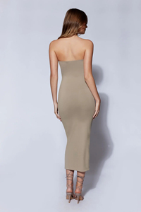 Robes longues décontractées sexy et ajustées pour femmes, robe d'été moulante sans bretelles, unie, respirante, pour soirée - Product Image 2