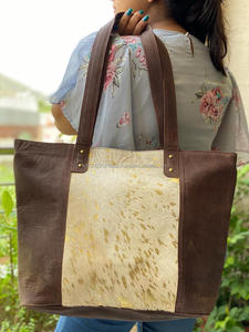 กระเป๋าโท้ทหนังสไตล์ผู้หญิง,กระเป๋าสะพายไหล่หนังขนโลหะกระเป๋าโท้ท - Product Image 4