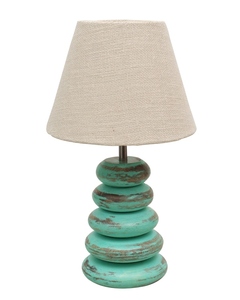 Antique algae multi-pebble wood table lamp white linen shade <b>rustic</b> hand-carved bedside light for farmhouse <b>home</b> <b>decor</b> wholesale - Product Image 4