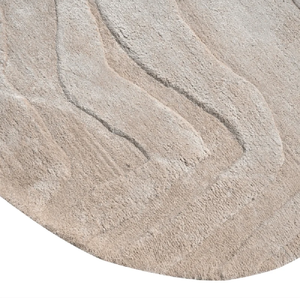 <b>Round</b> Beige Viscose Handmade Rug Luxury Soft Area <b>Carpet</b> with Elegant Textured Design for Living Room Bedroom Lounge Modern Home - Product Image 5
