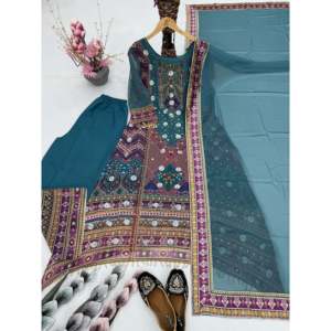 ชุดด้านบนและด้านล่างที่สวยงามของผู้หญิงพร้อม dupatta สำหรับงานปาร์ตี้ - Product Image 1