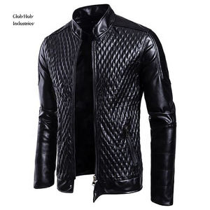 Chaqueta de cuero PU para hombre, corte ajustado, con forro polar grueso, abrigo de moda cálido para invierno - Product Image 1